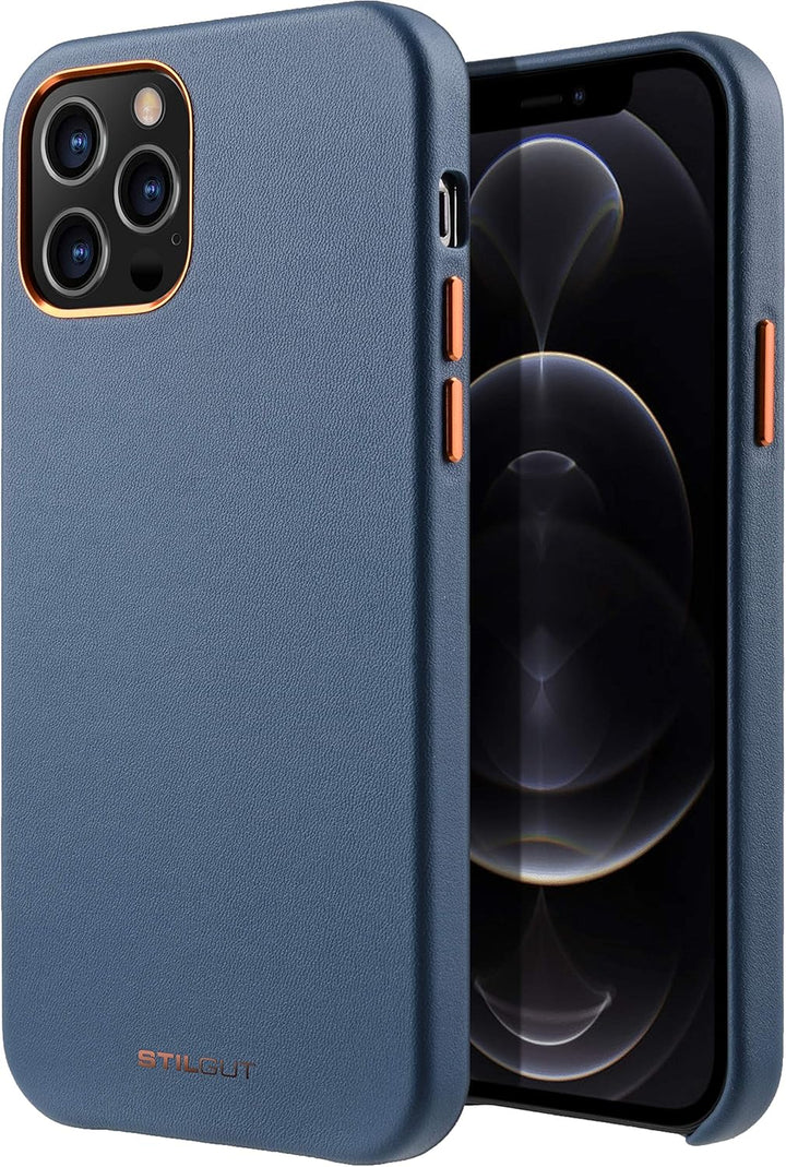STILGUT Cover kompatibel mit iPhone 12 Pro Max Case aus Leder, Lederhülle, Hülle aus Leder, Ledercas