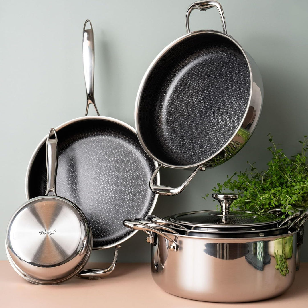 Sobczyk Topf | Hybrid Kochtopf 28 cm | Topfset Induktion | Kochtopf Set Deckel Im Paket Enthalten |