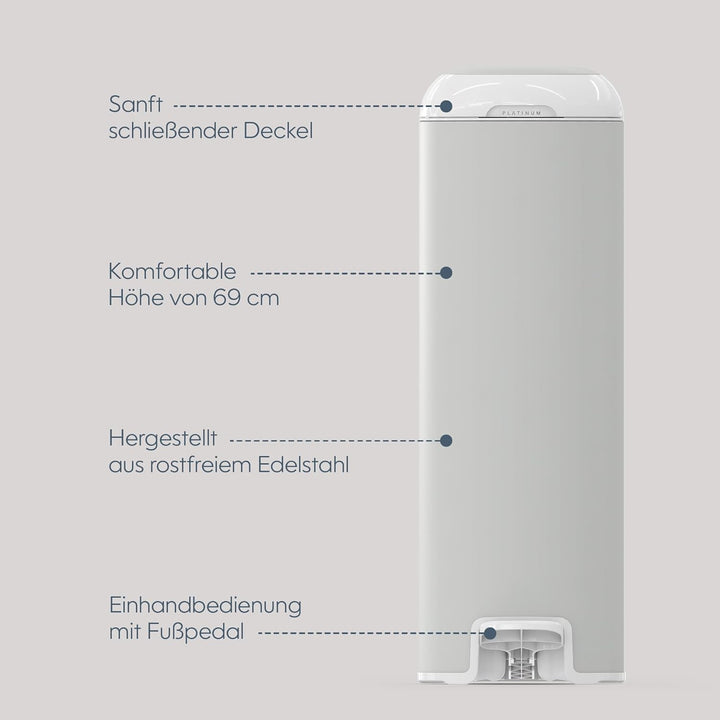 Diaper Genie Platinum Edelstahl Windeleimer mit Fusspedal, neuartiges System mit abreissbaren Beutel