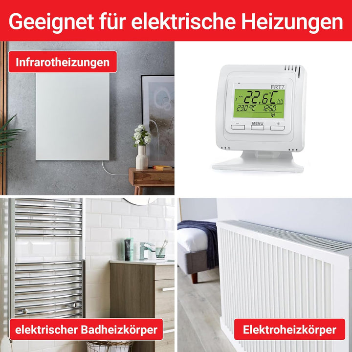 ELEKTROBOCK FRT7B3 Funk-Raumthermostat mit Standfuss | Überall hinstellen | mit Empfänger | 𝑳𝓐𝑵𝐆𝑳𝜠𝓑𝑰
