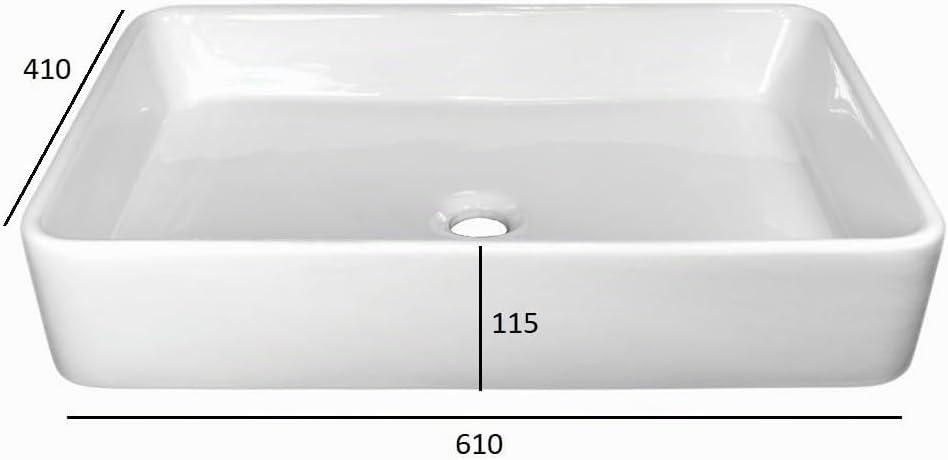 NEG Waschbecken Uno71A (eckig) Aufsatz-Waschschale/Waschtisch (weiss) mit flachem Rand und Nano-Besc