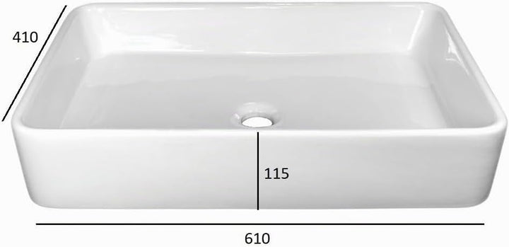 NEG Waschbecken Uno71A (eckig) Aufsatz-Waschschale/Waschtisch (weiss) mit flachem Rand und Nano-Besc