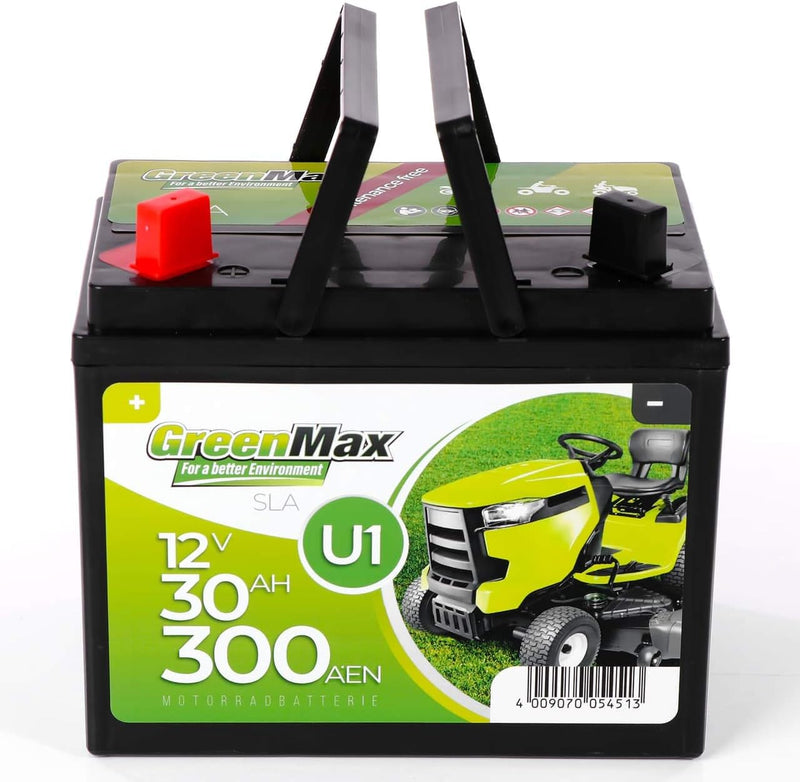 GreenMax U1 Garden Power Rasentraktor-Batterie 12V 30Ah 300A Starterbatterie für Aufsitzmäher wartun