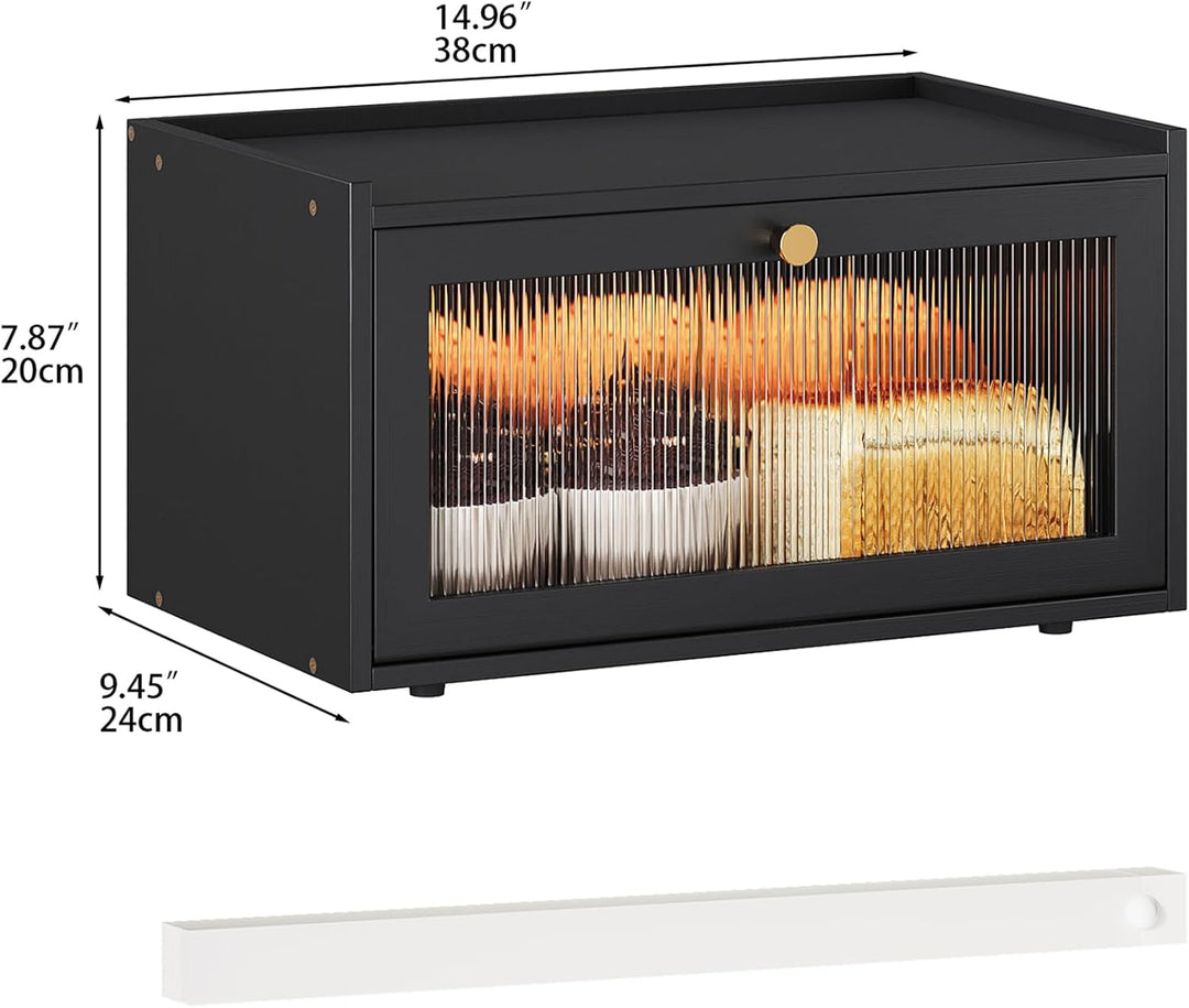 VEDECASA Bambus Brotbox mit LED Sensorlicht, Grosse Küchen Arbeitsplatte Brot Aufbewahrungsbox mit F