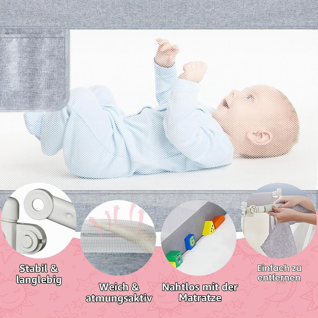 Bettgitter Rausfallschutz Rausfallschutz Kinderbett für Baby Bett &amp; Elternbett mit absenkbarem Desig