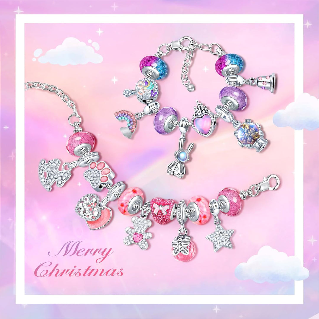 Adventskalender 2025 Kinder Mädchen, Weihnachtskalender Schmuck Basteln Kinder Armbänder Halsketten,
