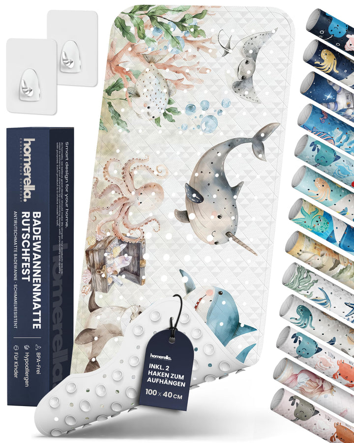 Homerella Badewannenmatte rutschfest Kinder - Antirutschmatte, Duschmatte Light Aqua, Light Aqua