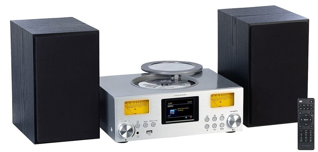 VR-Radio Kompaktanlagen: Micro-Stereoanlage: Webradio, DAB+, CD, Bluetooth, App, 300 W, Silber (DAB