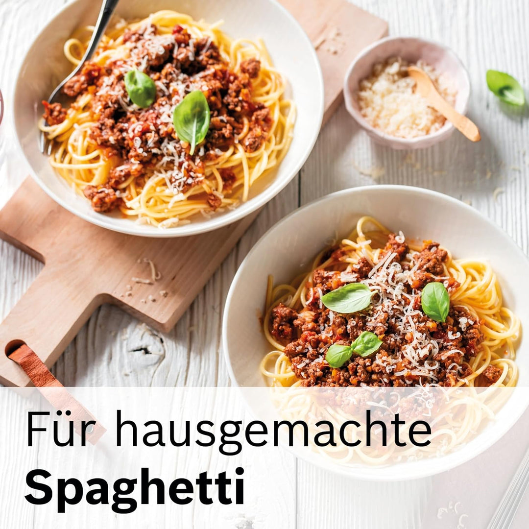 Bosch Pastawalze Spaghetti MUZ5NV3, Pastawalze für Spaghetti, Nudelvorsatz, 1,6mm, Edelstahl, passen