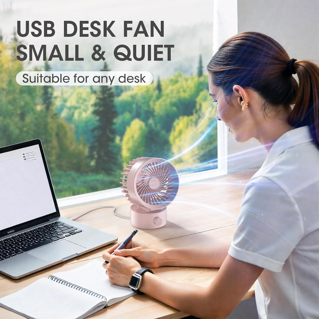 USB Ventilator Leise – Mini Tischventilator mit Stufenloser Regelung, Kleiner Schreibtischventilator
