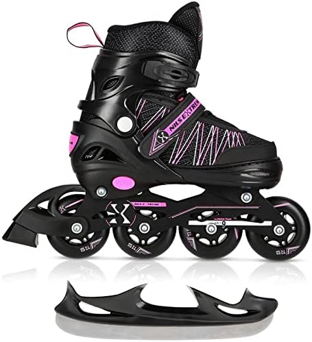 NILS 2in1 Inlineskates/Schlittschuhe Extreme NH11912A Schwarz/Pink ABEC9 Gr. 35-38 verstellbar