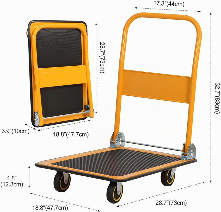 Panana Plattformwagen, Transportwagen Klappbar mit 150 kg Tragfähigkeit - Transportkarre Handwagen K