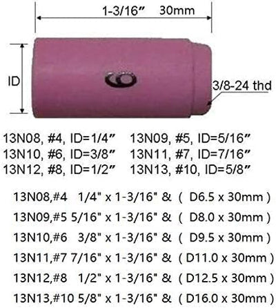 RIVERWELD TIG Stubby lente de gas #10 Copa Pyrex Kit DB SR WP 17 18 26 TIG Antorcha de soldadura 49