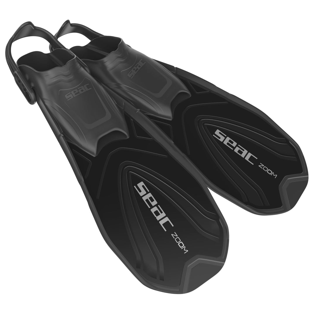 SEAC Zoom Schnorchelflossen mit Gurt verstellbar in 6 Positionen Unisex Erwachsene 42-44 Schwarz, Sc