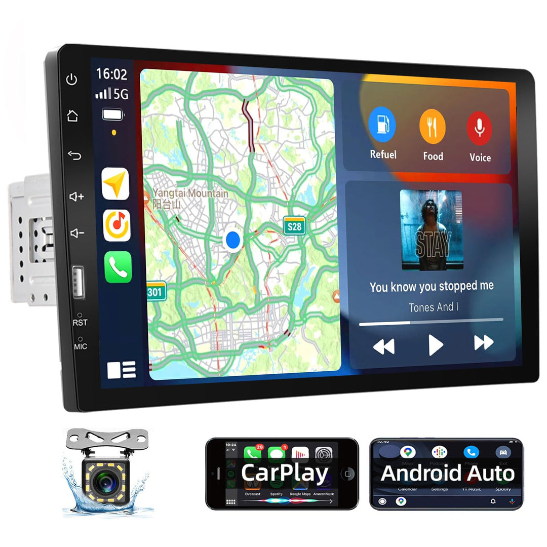 Podofo 1 Din Autoradio mit Apple Carplay und Android Auto 9 Zoll Single Din Autoradio mit Bildschirm