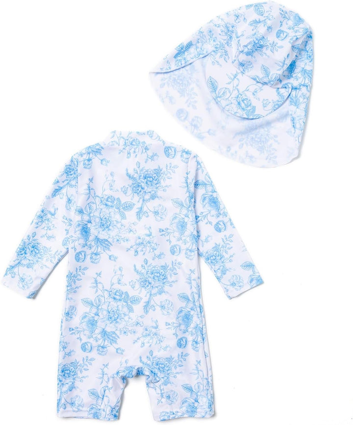 BONVERANO Baby Mädchen Recycelter Badeanzug mit einem durchgehendem Reissverschluss UV-Schutz 50+ 18