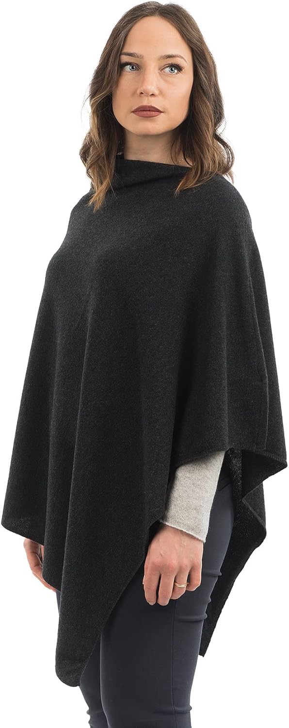 Dalle Piane Cashmere - Poncho aus Kaschmir-Gemisch - Made in Italy - Damen Einheitsgrösse Anthrazit,