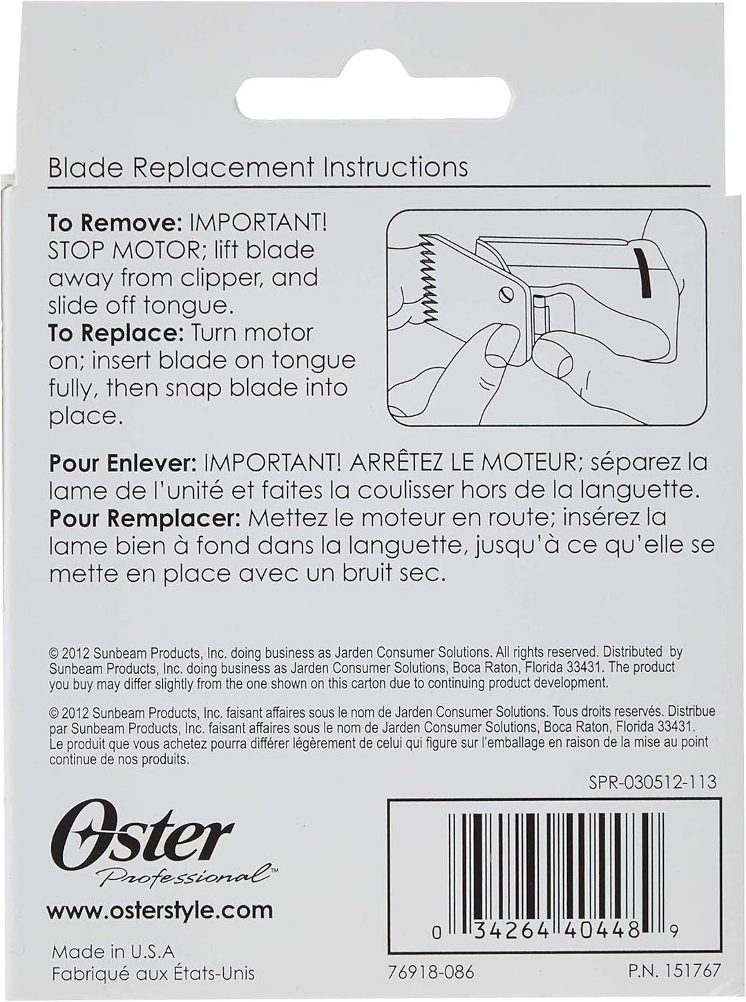 Oster Ersatz-Scherkopf für Oster Motormaschine 97-44, 2,4 mm, Typ 76918-086, Size 1, 2,4 mm