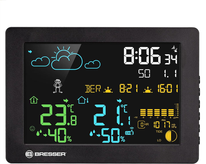 Bresser MeteoTemp Baro HZ Farbwetterstation - Ihr täglicher Begleiter für präzise Wettervorhersage,