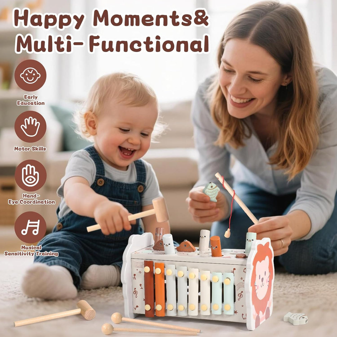 Montessori Spielzeug ab 1 Jahr - 4 in 1 Motorikspielzeug Kinderspielzeug Holzspielzeug ab 1 Jahr-Ham