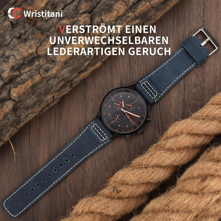 Wristitani Leder Uhrenarmband 22mm 20mm 18mm 19mm 21mm 23mm 24mm 26mm | Kompatibel mit Samsung Galax