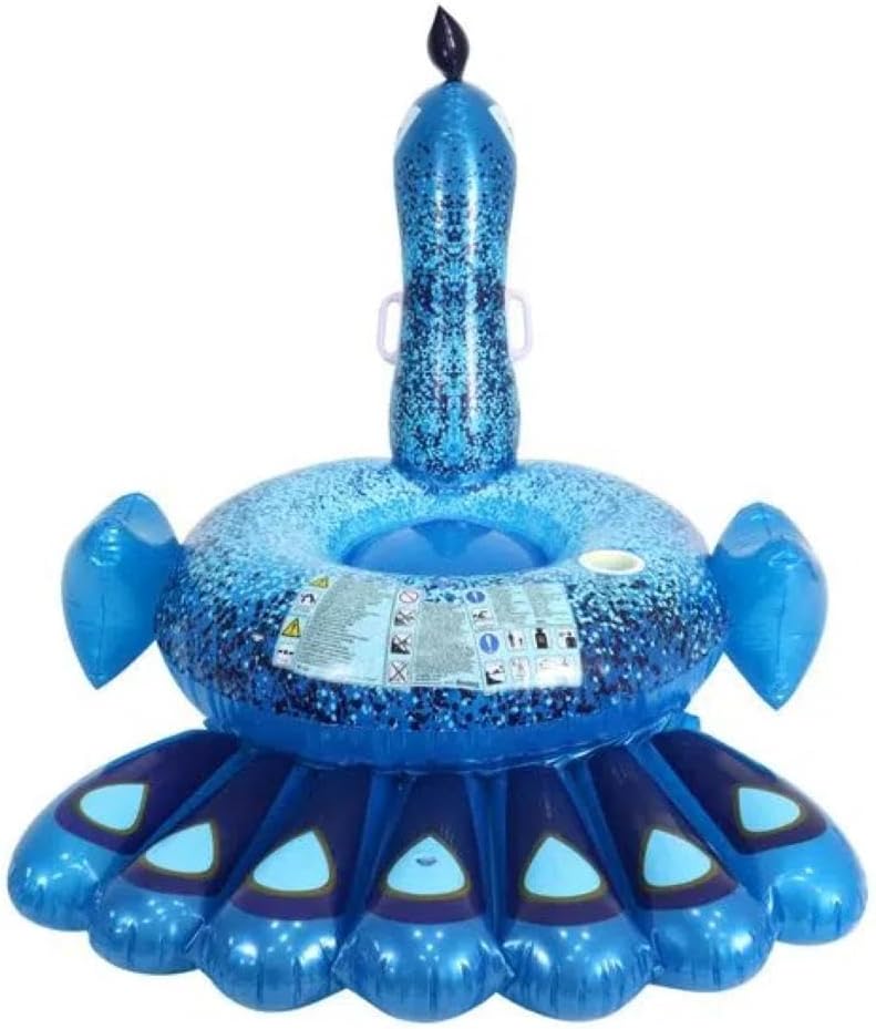 Aufblasbarer Ride-On Pfau 198 cm Blau, Blau