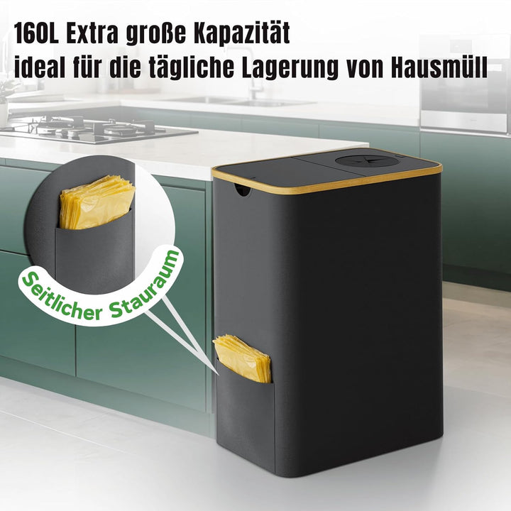 RMAN® 160L Gelber Sack Ständer + Pfandflaschen Sammelbehälter mit Deckel 2-in-1 Gross Müllsackstände