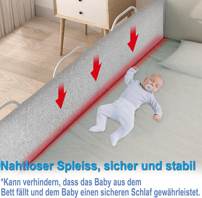 YRHome 200cm Bettgitter Bettschutzgitter Rausfallschutz für Kinder Höhenverstellbar DIY Verformbar B