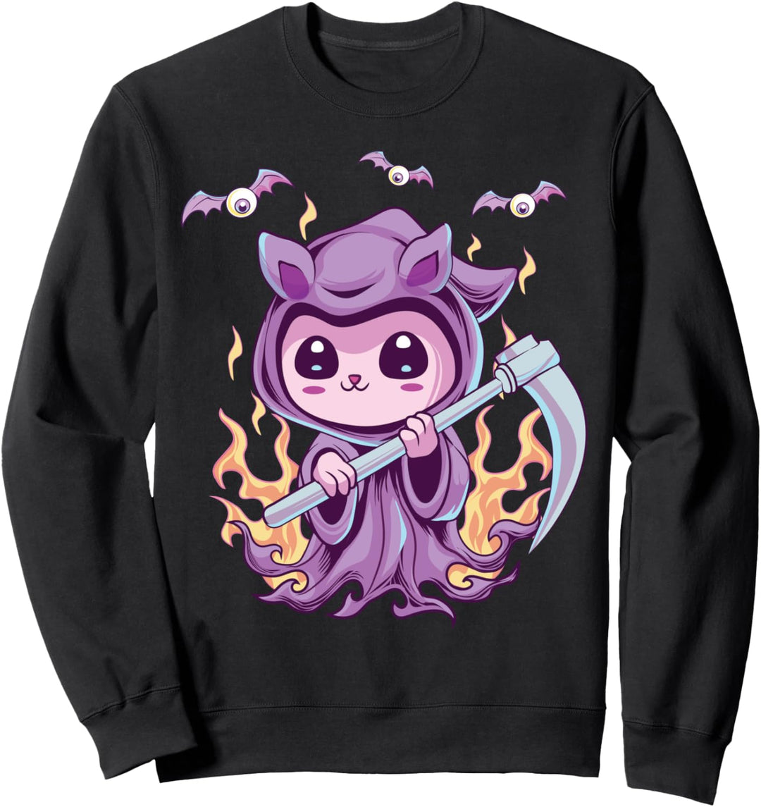 Pastell Goth Sensenmann Katze Niedlich Gruselig Tod Katze Sweatshirt