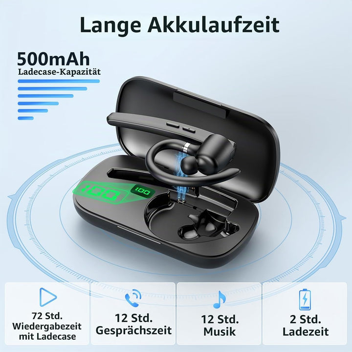 New Bee Bluetooth Headset, V5.1 Wireless Freisprech Headset mit 72h Spielzeit und CVC 8.0 Dual ENC G