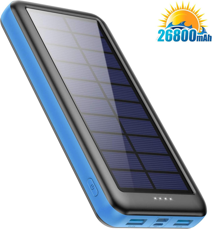 Feob Solar Powerbank 26800mAh, [2026 Upgrade Steuerungs-IC] Solar Ladegerät 2 USB Aufladen Externer