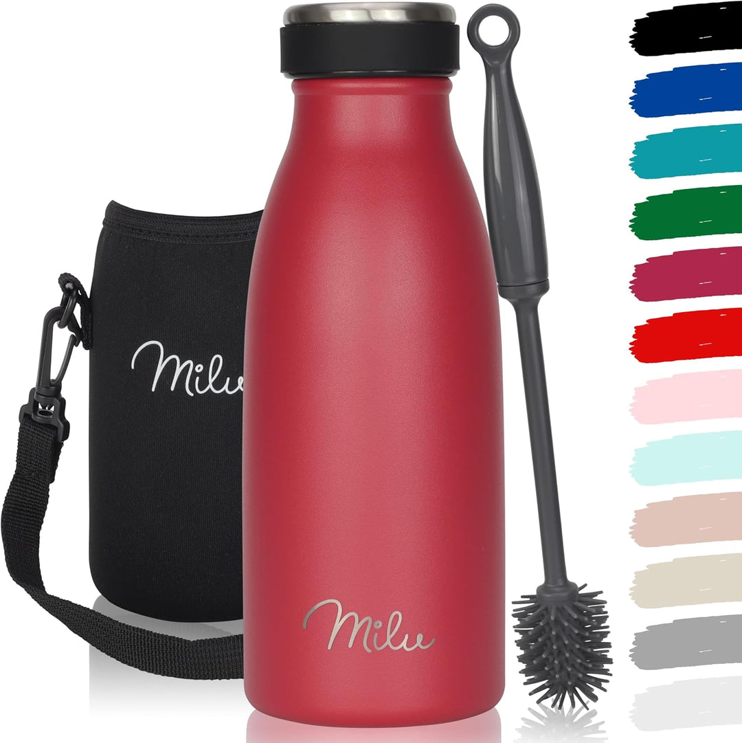 Milu Edelstahl Trinkflasche 350ml, 500ml, 750ml, 1L, 1,5L – Thermosflasche für Kinder Erwachsene aus