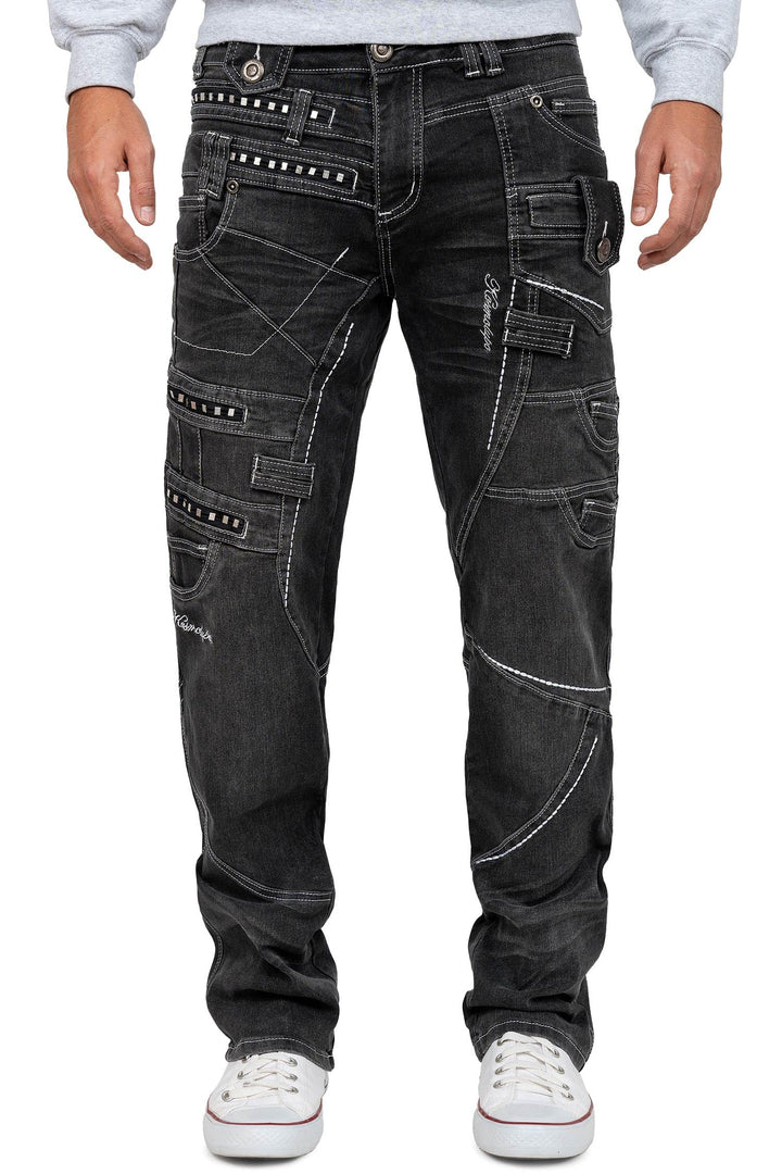 Kosmo Lupo Herren Jeans Extravagant Besondere Designs 29W / 32L Grau - 01, 29W / 32L Grau - 01