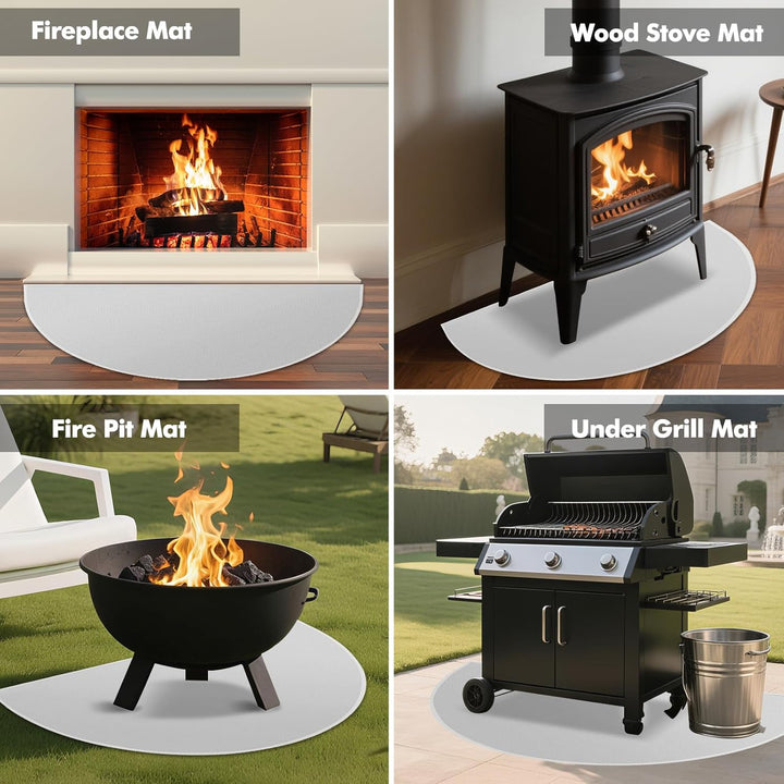 TOHONFOO Herdteppiche für Kamine, feuerfest, 106,7 x 61 cm, halbrund, feuerfeste Kaminmatte, Herdber