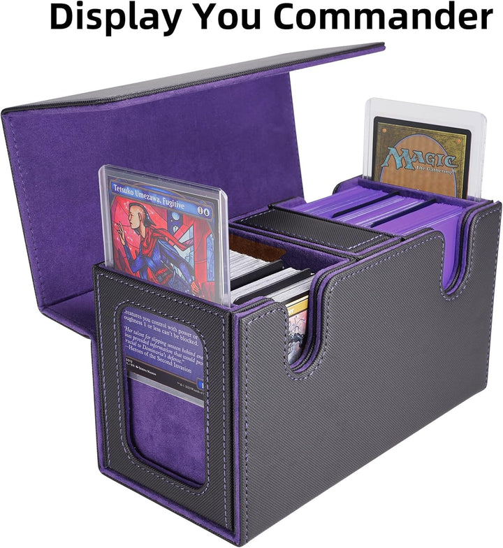 AFIING MTG Commander Kartenbox, 3-in-1 Karten-Aufbewahrungsbox für 200+ doppelt gesleevte Karten, Ma