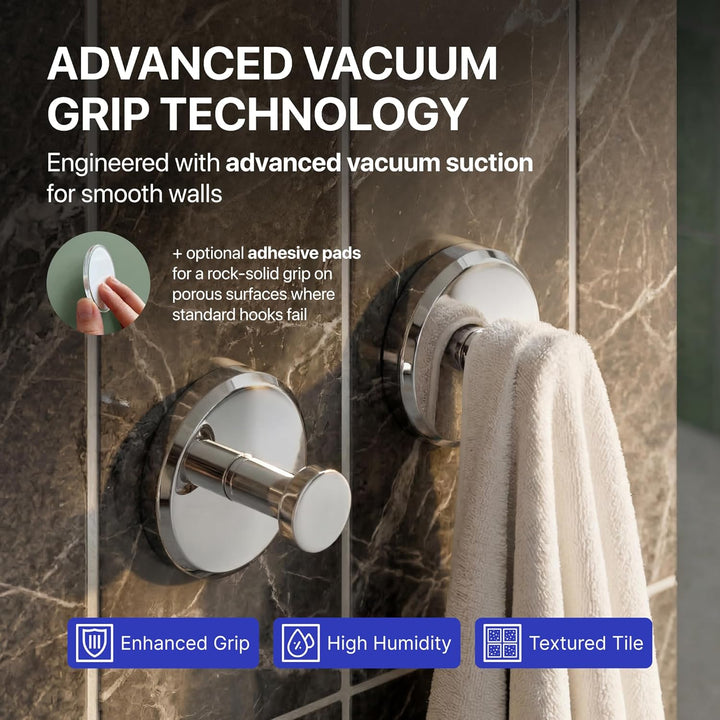 HOME SO Badezimmer-Haken mit Saugnapf-Halterung – abnehmbarer Duschbügel für Handtuch, Bademantel, M