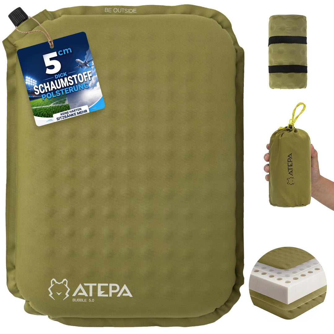 ATEPA Sitzkissen Outdoor, Faltbar Aufblasbar Stadion Flugzeug Unterwegs Camping Wander Bürostuhl Ult
