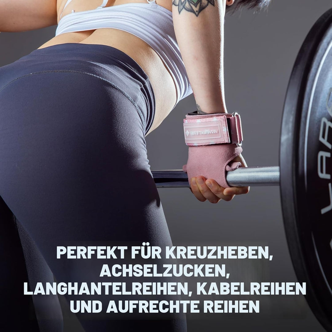 MANUEKLEAR Gewichtheben-Handgelenkbänder mit gepolsterter Handgelenkschlaufe, Leder-Gewichtheben, Ha