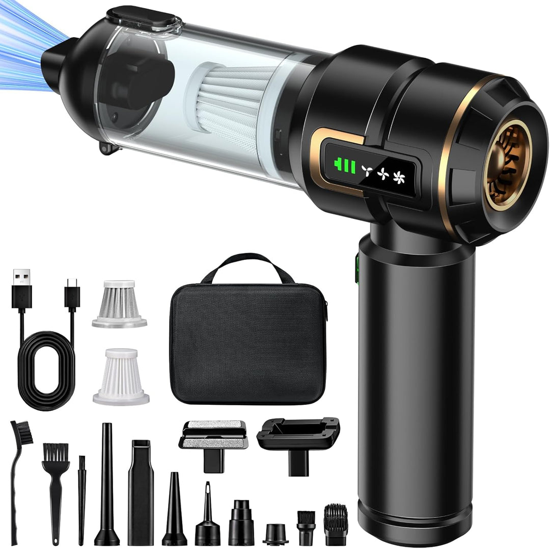 Handstaubsauger Akku 4-in-1 mit LCD Display, Auto Staubsauger Stark 25000PA Kabellos, 3-Stufen 22000