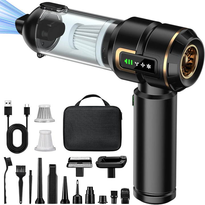 Handstaubsauger Akku 4-in-1 mit LCD Display, Auto Staubsauger Stark 25000PA Kabellos, 3-Stufen 22000