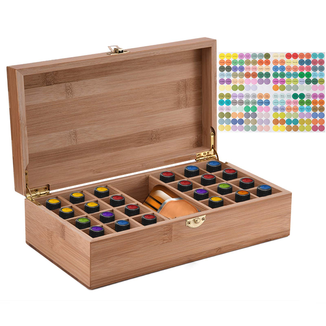 BrilliantDay Holz-Aufbewahrungsbox für ätherische Öle, 25 Gitter, drehbar, für ätherische Öle, Aroma