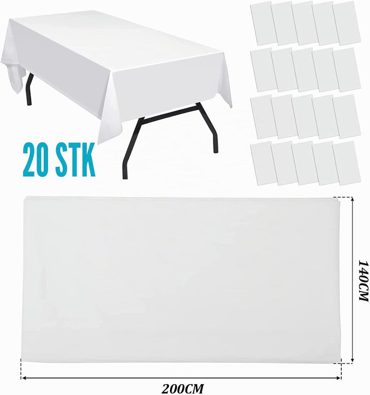 xiaozhifu 20 Stück Tischdecke Einweg Weiss,Einweg Tischdecke für Hochzeit 140cm x 200cm,Wasserdicht
