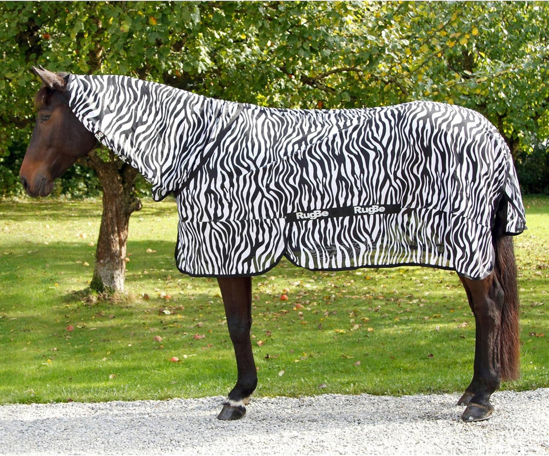 KERBL RugBe Zebra Fliegendecke Ekzemerdecke Pferdedecke mit Halsteil 155cm, 155