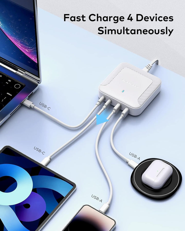 NANAMI 100W USB C Ladegerät Mehrfach - 4-Port Desktop Charger GaN USB C Netzteil PD Ladegerät mit PP