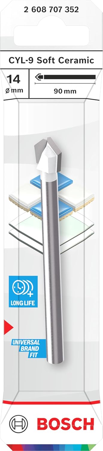 Bosch 1x CYL-9 Soft Ceramic Bohrer (für Weiche Fliesen, Glas, Ø 14,00 mm, Professional Zubehör Bohrm