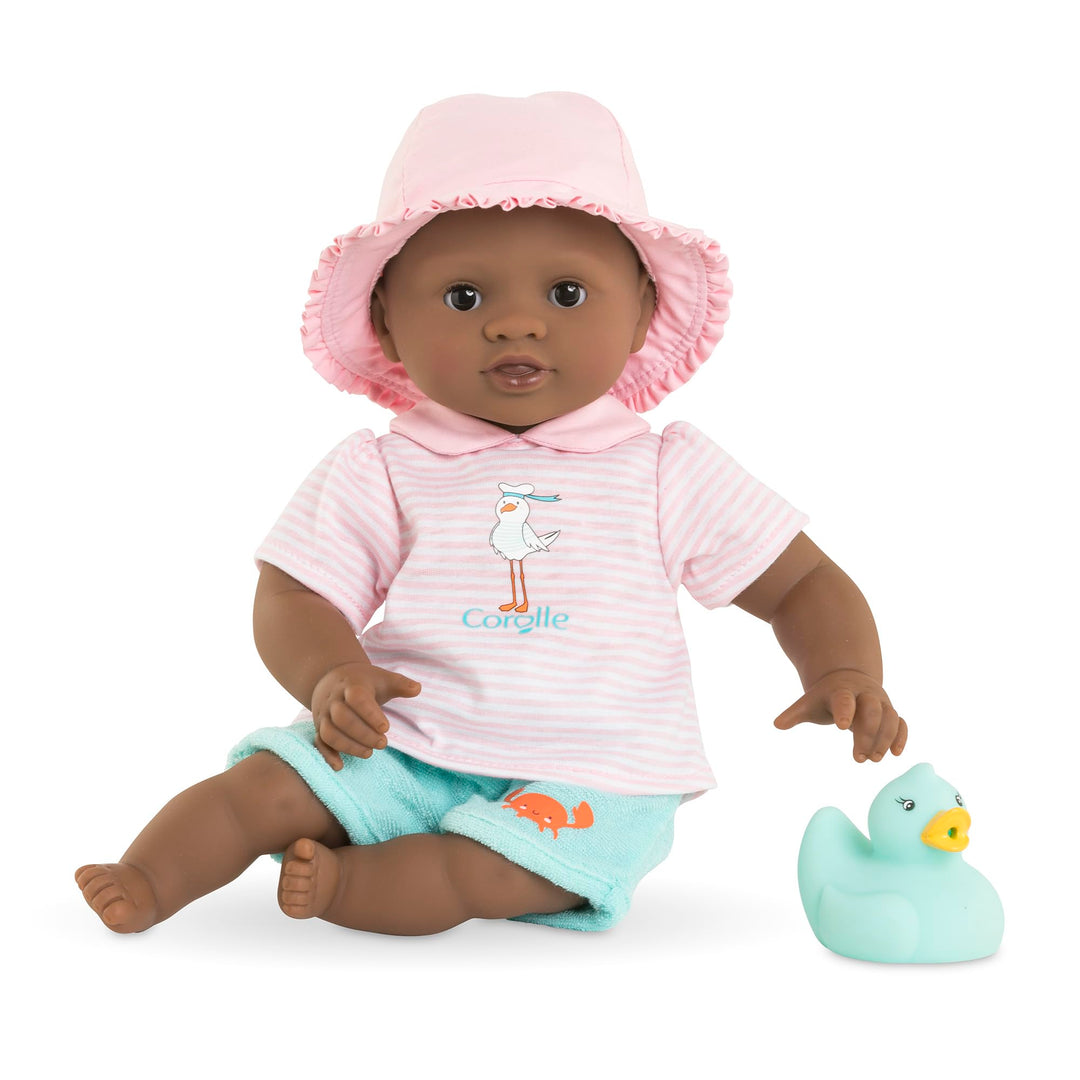 Corolle Mon Premier Poupon Badebaby Alyzée, Weichkörper-Badepuppe mit Badetier, Schlafaugen, abnehmb