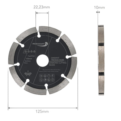 PRODIAMANT Fugenfräser ø 125 mm Breite 10mm für Mörtel Beton Mauerwerk und Putz 10mm Diamantsegment