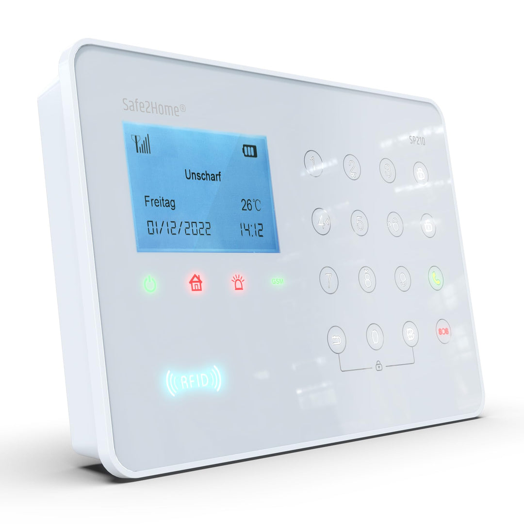 Safe2Home SP210 Basis Funk Alarmanlagen - EINZELNE ZENTRALE - mit Sabotageschutz – WiFi/GSM/SMS Alar