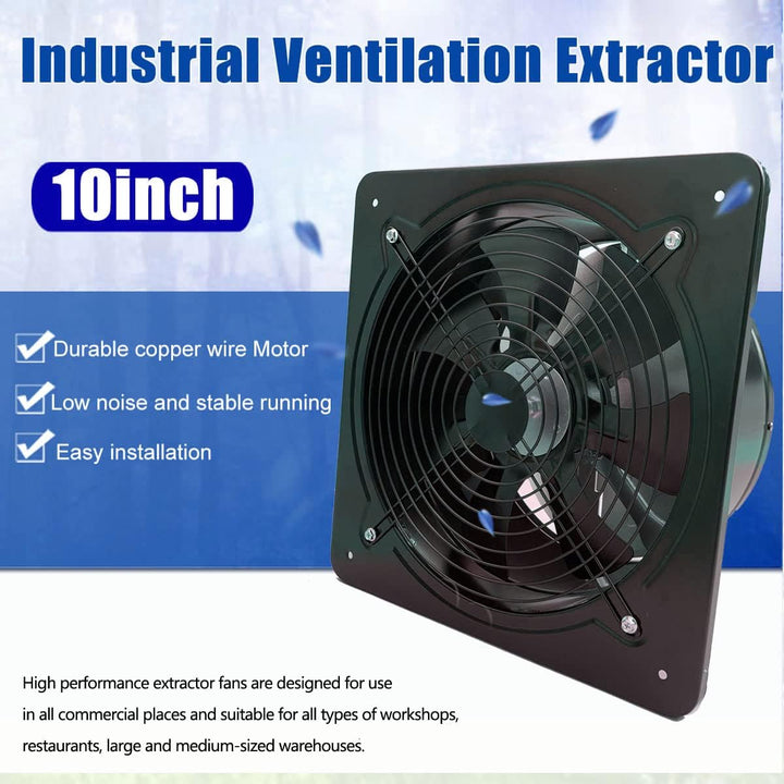 ECUTEE 250mm Abluftventilator Axiallüfter 100W 1850 m³/h Axialventilator 10" für Küche Bad Büro Werk