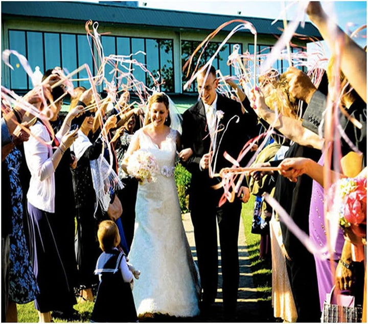 20 Stk Seidenfeenstab mit Glöcken,Hochzeit Luftschlangen Ribbon Spitzenfeenstab Zauberstäbe Hochzeit